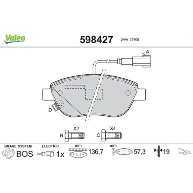 VALEO Bremsbeläge 598427