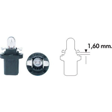 Glšhlampe Bax 12V/1,2W 8,5D Schwarz (Mit Kunststoffkoch.) 10Stk 003723100000