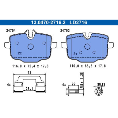 Bremsbelagsatz Bmw T. 5/6/7 2.0-4.4 09- Keramik 13.0470-2716.2 Bremsbelagsatz Bmw T. 5/6/7 2.0-4.4 09- Keramik 13.0470-2716.2
