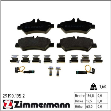 ZIMMERMANN Bremsbeläge 29190.195.2 ZIMMERMANN Bremsbeläge 29190.195.2