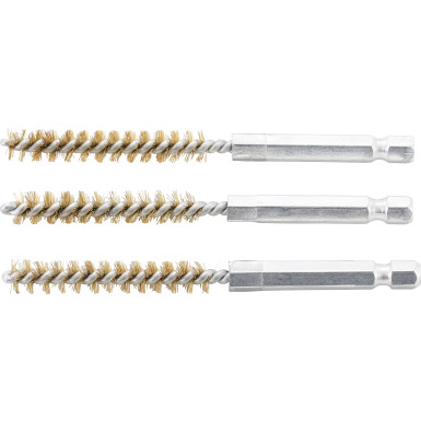 BGS Messingbürste 8 mm Antrieb Außensechskant 6,3 mm (1/4 ) 3-tlg 3078-8-M