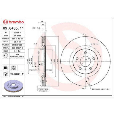 85 481 062 Bremsscheibe VA 09.8485.11 85 481 062 Bremsscheibe VA 09.8485.11