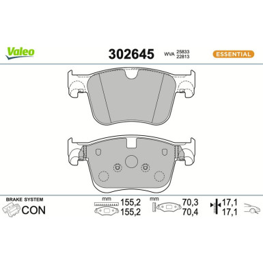 VALEO Bremsbeläge 302645 ESSENTIAL VALEO Bremsbeläge 302645 ESSENTIAL