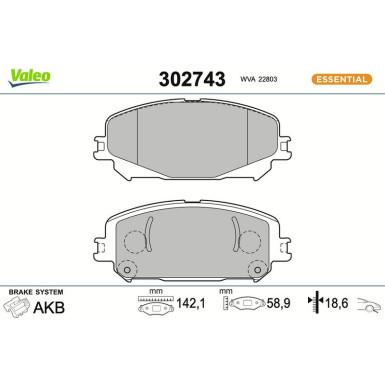 VALEO Bremsbeläge 302743 ESSENTIAL VALEO Bremsbeläge 302743 ESSENTIAL