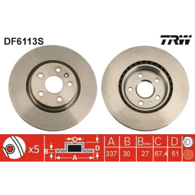 10 481 053 Bremsscheibe VA DF6113S 10 481 053 Bremsscheibe VA DF6113S