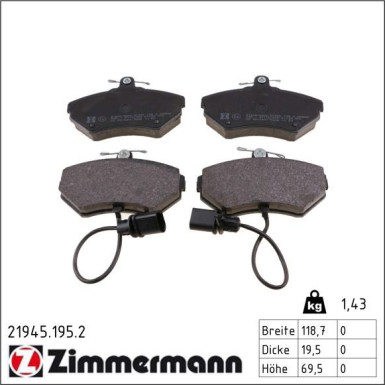 ZIMMERMANN Bremsbeläge 21945.195.2 ZIMMERMANN Bremsbeläge 21945.195.2