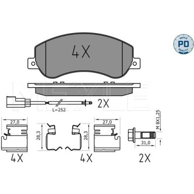 Bremsklötze VA Platinum FORD Transit 06 MEYLE-PD: Advanced performance and design 025 244 8419/PD