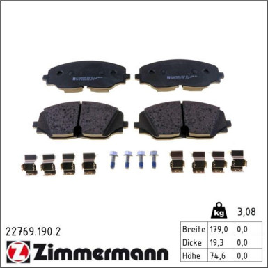 ZIMMERMANN Bremsbelagsatz, Scheibenbremse 22769.190.2