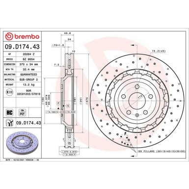 Bremsscheibe VA 09.D174.43 Bremsscheibe VA 09.D174.43