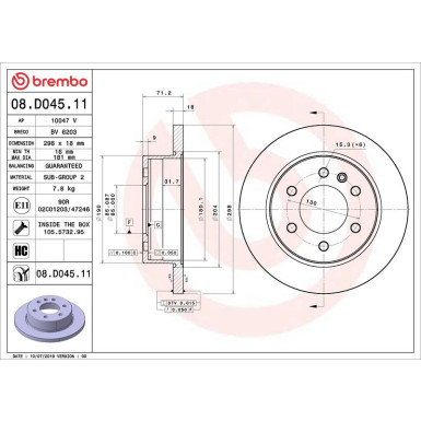 Bremsscheibe HA MERCEDES Sprinter 18 PRIME LINE - UV Coated 08.D045.11 Bremsscheibe HA MERCEDES Sprinter 18 PRIME LINE - UV Coated 08.D045.11