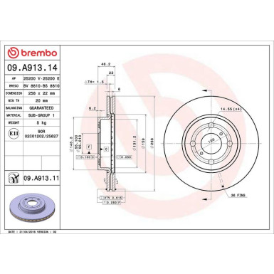 82 481 107 Bremsscheibe VA 09.A913.11 82 481 107 Bremsscheibe VA 09.A913.11
