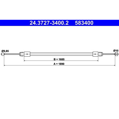 ATE Handbremsseil Seilzug Festellbremse 24.3727-3400.2 ATE Handbremsseil Seilzug Festellbremse 24.3727-3400.2