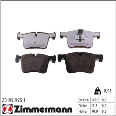 ZIMMERMANN Bremsbeläge 25199.995.1 rd:z