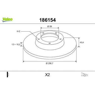 VALEO Bremsscheibe 186154 VALEO Bremsscheibe 186154