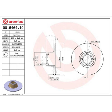 BREMBO Bremsscheibe 08.5464.10 PRIME LINE BREMBO Bremsscheibe 08.5464.10 PRIME LINE