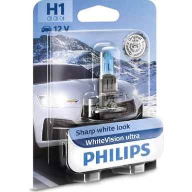 H1 12V 55W P14,5s WhiteVision Ultra 1 Stück Philips 1Stk/Blister WhiteVision ultra 12258WVUB1