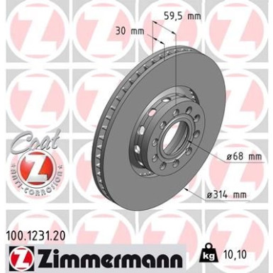 ZIMMERMANN Bremsscheibe 100.1231.20 ZIMMERMANN Bremsscheibe 100.1231.20