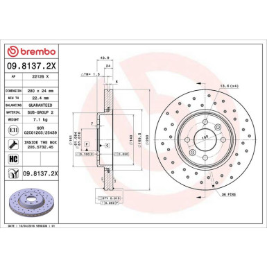 Bremsscheibe VA Xtra 09.8137.2X Bremsscheibe VA Xtra 09.8137.2X