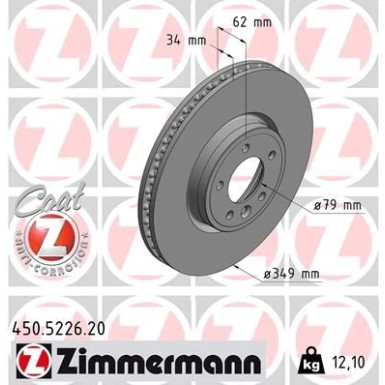 ZIMMERMANN Bremsscheibe 450.5226.20 Coat Z ZIMMERMANN Bremsscheibe 450.5226.20 Coat Z