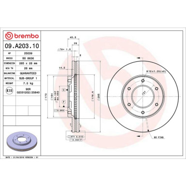 82 481 078 Bremsscheibe VA 09.A203.10 82 481 078 Bremsscheibe VA 09.A203.10
