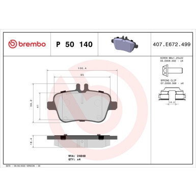 BREMBO Bremsklötze HA INFINITY Q30 MERCEDES A-Klasse 12 PRIME LINE P 50 140 BREMBO Bremsklötze HA INFINITY Q30 MERCEDES A-Klasse 12 PRIME LINE P 50 140