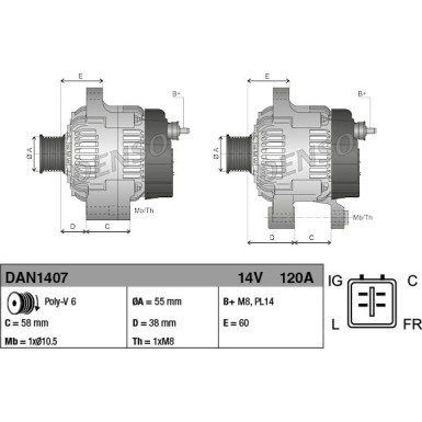 DENSO Generator DAN1407 DENSO Generator DAN1407