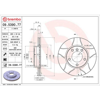 BREMBO Bremsscheibe 09.5390.77 BREMBO Bremsscheibe 09.5390.77