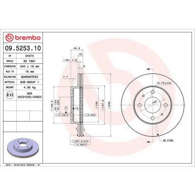 85 481 020 Bremsscheibe VA 09.5253.10
