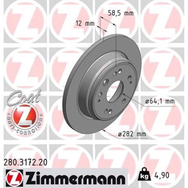ZIMMERMANN Bremsscheibe 280.3172.20 ZIMMERMANN Bremsscheibe 280.3172.20
