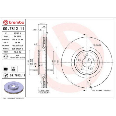 88 481 016 Bremsscheibe VA 09.7812.11 88 481 016 Bremsscheibe VA 09.7812.11