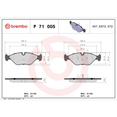 BREMBO Bremsklötze VA P 71 005 BREMBO Bremsklötze VA P 71 005