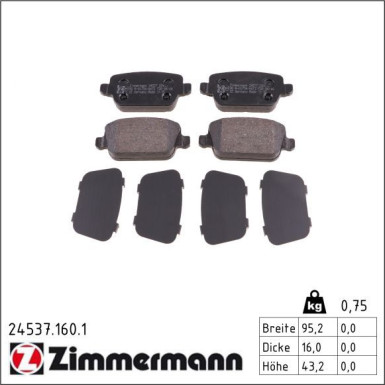 ZIMMERMANN Bremsbeläge 24537.160.1 ZIMMERMANN Bremsbeläge 24537.160.1