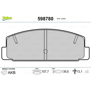 VALEO Bremsbeläge 598780 VALEO Bremsbeläge 598780