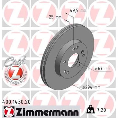 ZIMMERMANN Bremsscheibe 400.1430.20 Coat Z