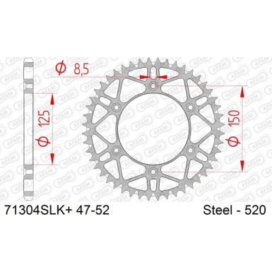 AFAM Kettenrad STAHL 51 Zähne 71304SLK+51 AFAM Kettenrad STAHL 51 Zähne 71304SLK+51