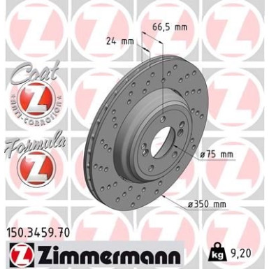ZIMMERMANN Bremsscheibe 150.3459.70 Formula Z