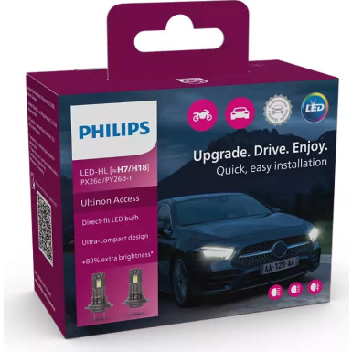 LED H7/H18 12V 16W PX26d/PY26d-1 Ultinon Access 2500 6000K 2 Stück NO ECE Philips Ultinon Access LED-HL 11972U2500CX