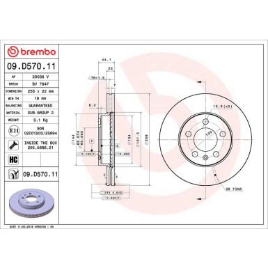 Bremsscheibe VA 09.D570.11 Bremsscheibe VA 09.D570.11