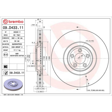 Bremsscheibe VA JAGUAR PRIME LINE - UV Coated 09.D433.11 Bremsscheibe VA JAGUAR PRIME LINE - UV Coated 09.D433.11