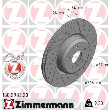 ZIMMERMANN Bremsscheibe 150.2983.20 ZIMMERMANN Bremsscheibe 150.2983.20