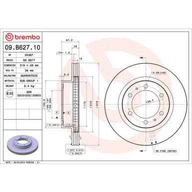 82 481 156 Bremsscheibe VA 09.B627.10