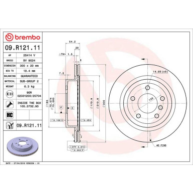 11 482 069 Bremsscheibe HA 09.R121.11 11 482 069 Bremsscheibe HA 09.R121.11