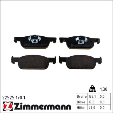 ZIMMERMANN Bremsbeläge 22525.170.1