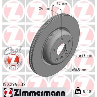 ZIMMERMANN Bremsscheibe 150.2946.32 FORMULA F