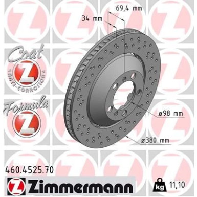 ZIMMERMANN Bremsscheibe 460.4525.70 ZIMMERMANN Bremsscheibe 460.4525.70