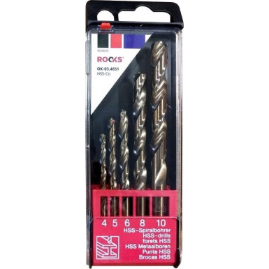 Metallbohrer Strong Hss-Co 1000 N/Mm2, Set 5-Tlg., 4, 5, 6, 8, 10 Mm OK-03.4651