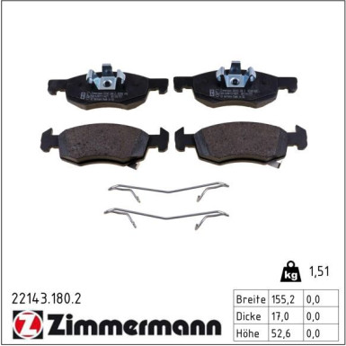 ZIMMERMANN Bremsbeläge 22143.180.2