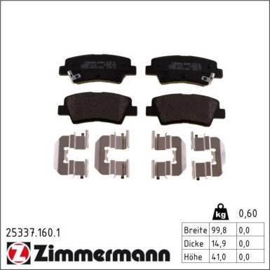 ZIMMERMANN Bremsbeläge 25337.160.1 ZIMMERMANN Bremsbeläge 25337.160.1