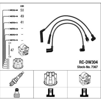RC-DW304 NGK - Zündkabelsatz CHEVROLET MATIZ 0.8,3.05 7367