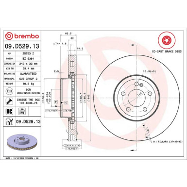15 481 198 Bremsscheibe VA Co-Cast MERCEDES E-Klasse 16 PRIME LINE - Co-Cast 09.D529.13 15 481 198 Bremsscheibe VA Co-Cast MERCEDES E-Klasse 16 PRIME LINE - Co-Cast 09.D529.13